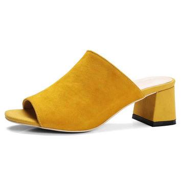 Suede Peep Toe Mule